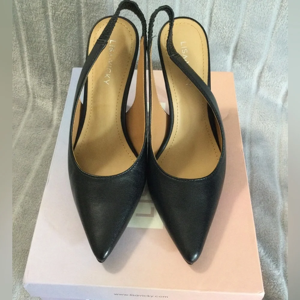 Lisa Vicky Piper Pointed Toe Slingback Pumps Size 6.5 - Picture 2 of 11